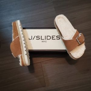 J/Slides Linda Faux Fur-Lined Suede Espadrille Slides